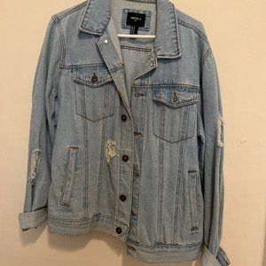 Forever 21 Oversized Distressed Jean Jacket
